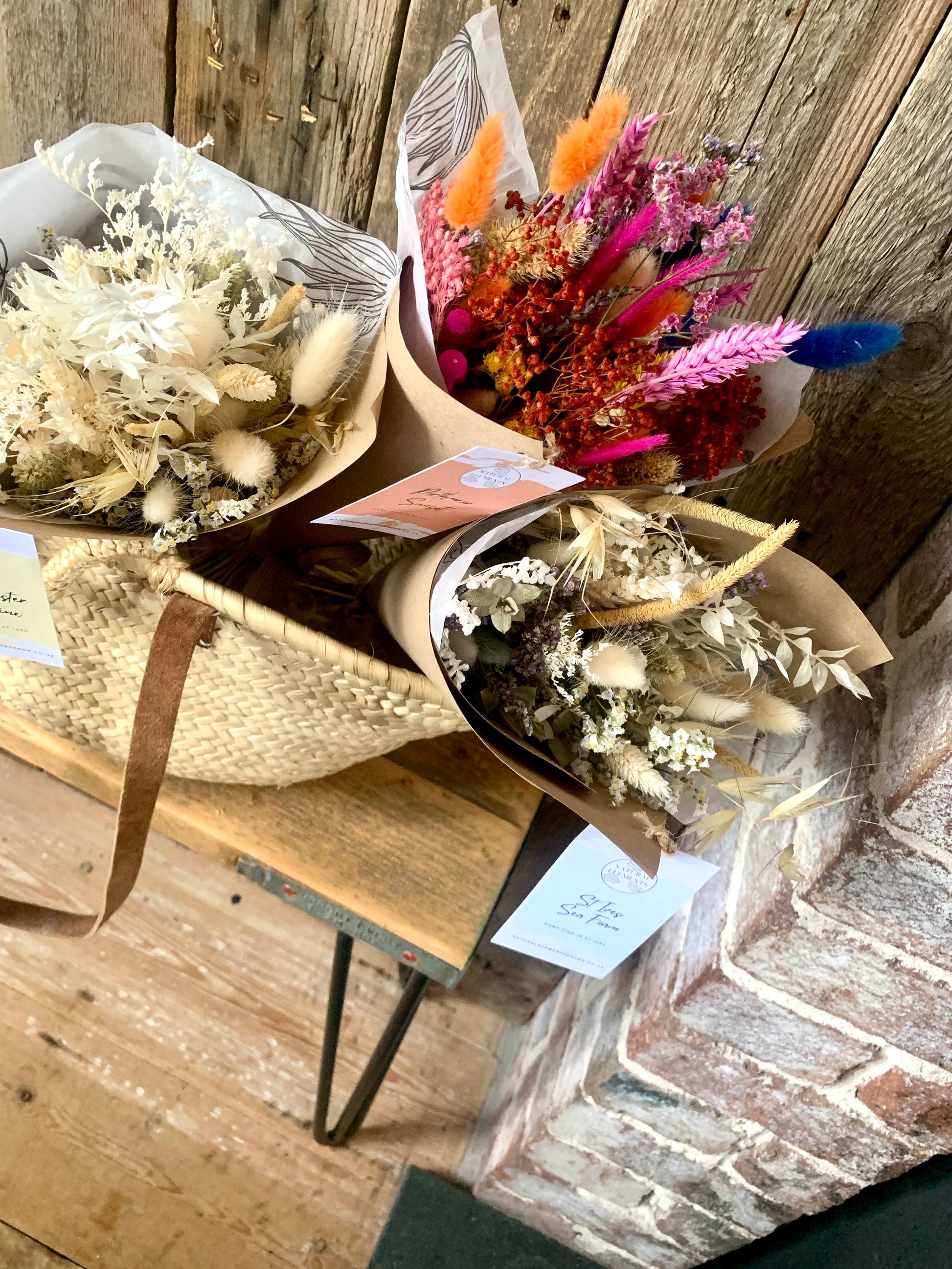 Basket of Natural Elements Hand Tied Bouquets