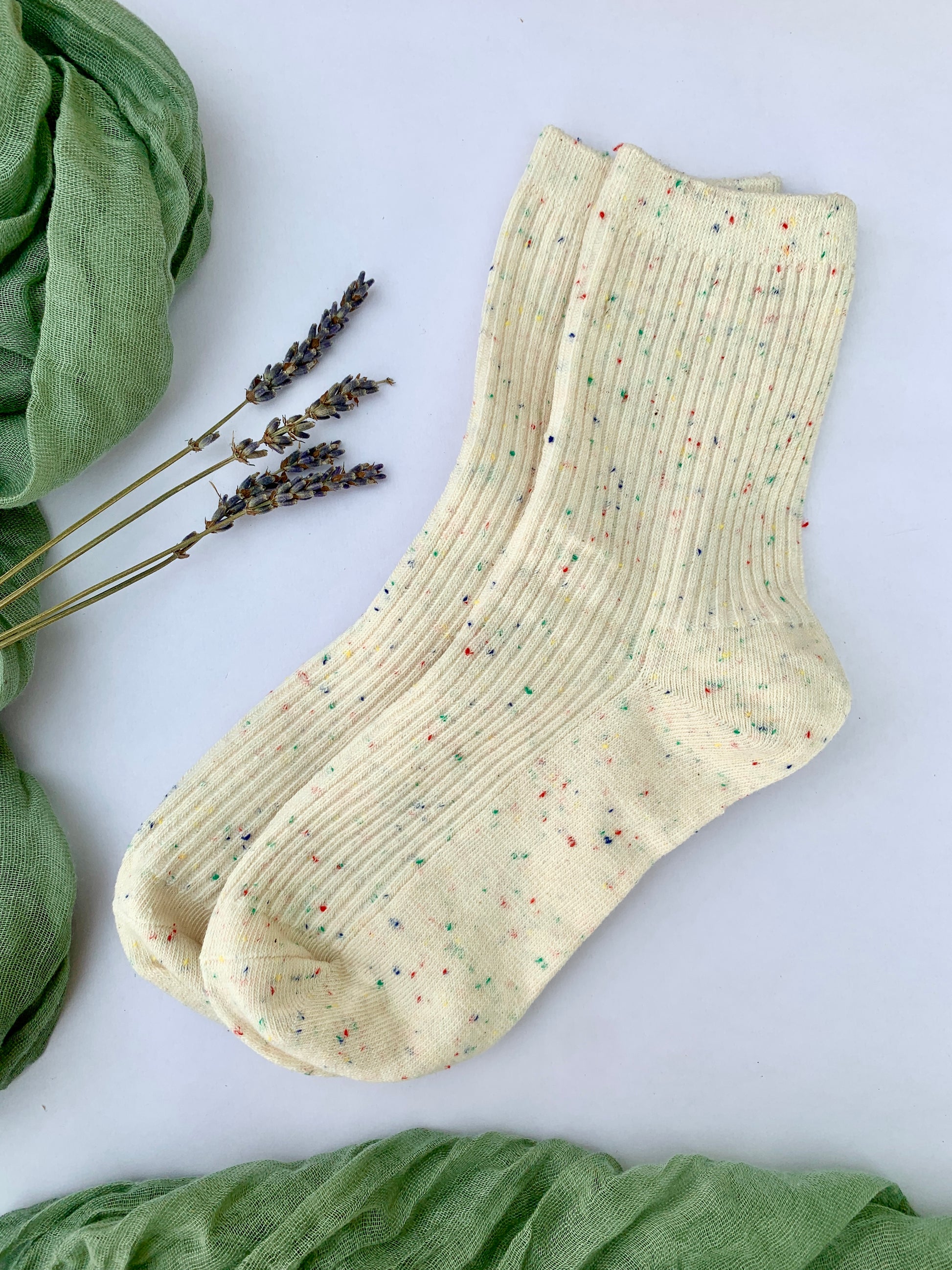 Confetti Cream Socks