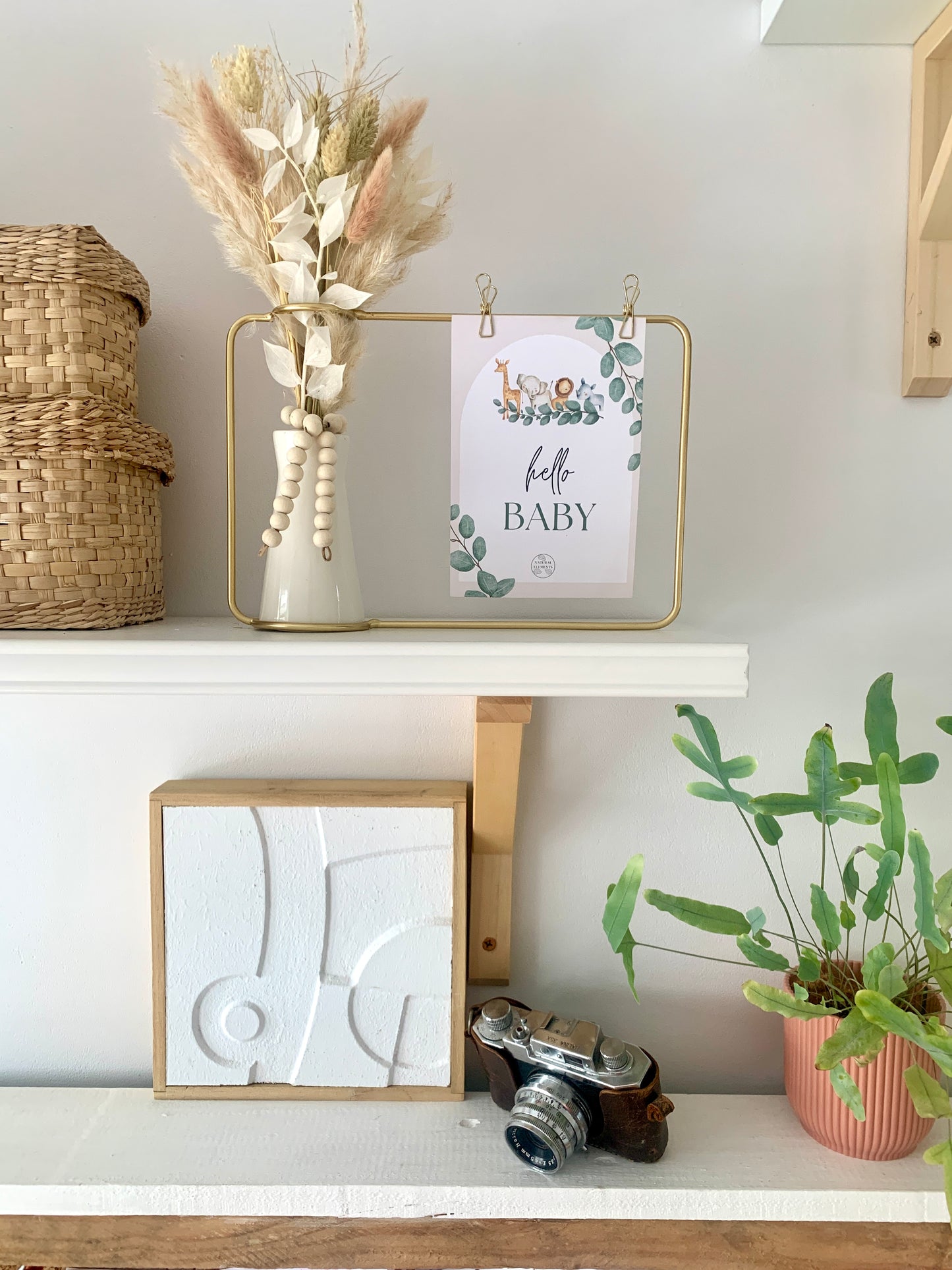 Hello Baby Pink Dried Flower Photo Frame