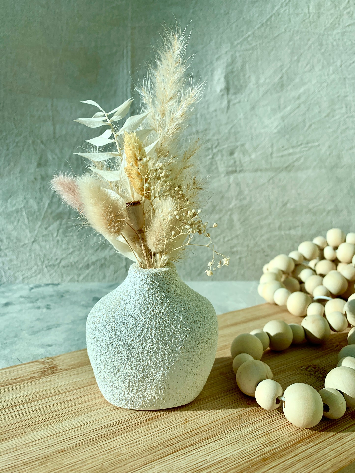 Mini White Scandi Vase with Dried Flowers