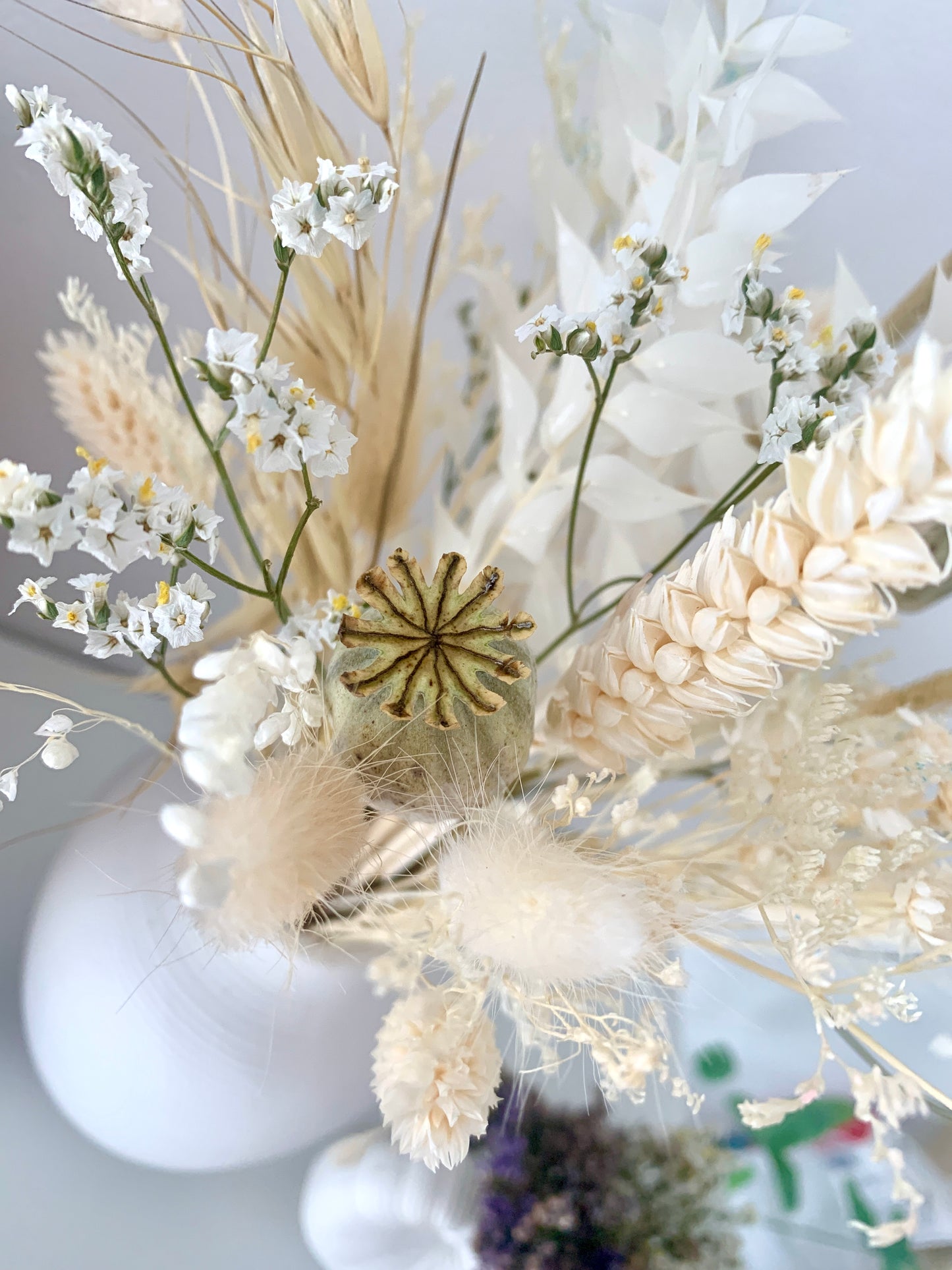 White hand Tied Dried Flowers